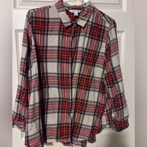 Old Navy Red and Black Plaid Button Down Shirt